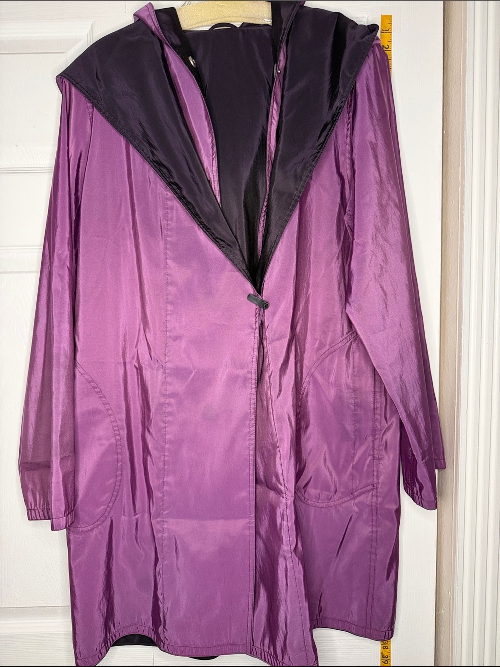 Mycra Pac Purple Hooded Trench Coat with Dark Lining